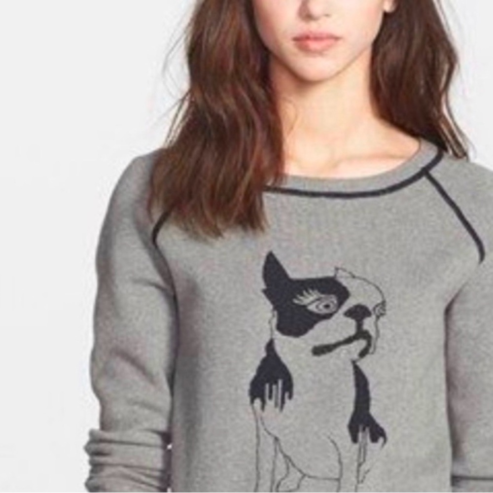 Marc by Marc Jacobs Gray Crewneck Sweater with Dog Motif